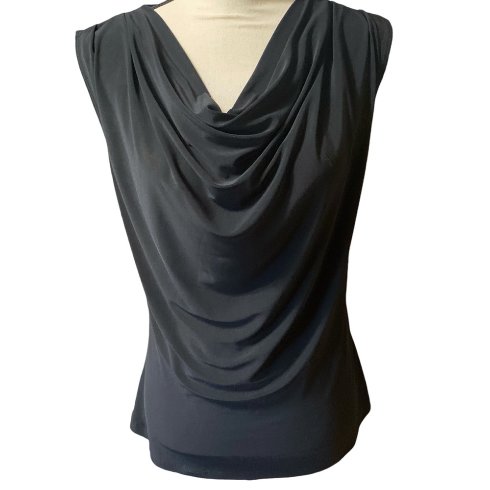 Jennie & Marlie Women Black drape Neck Sleeveless Blouse (M)
